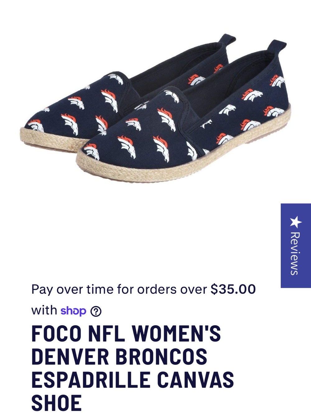 FOCO Women's Navy Denver Broncos Espadrilles